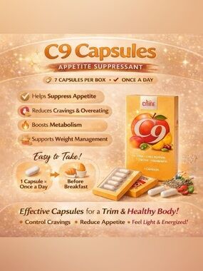 C9 Capsules Appetite Suppressant - Peach/Gold Packaging $23/pack with 7capsules